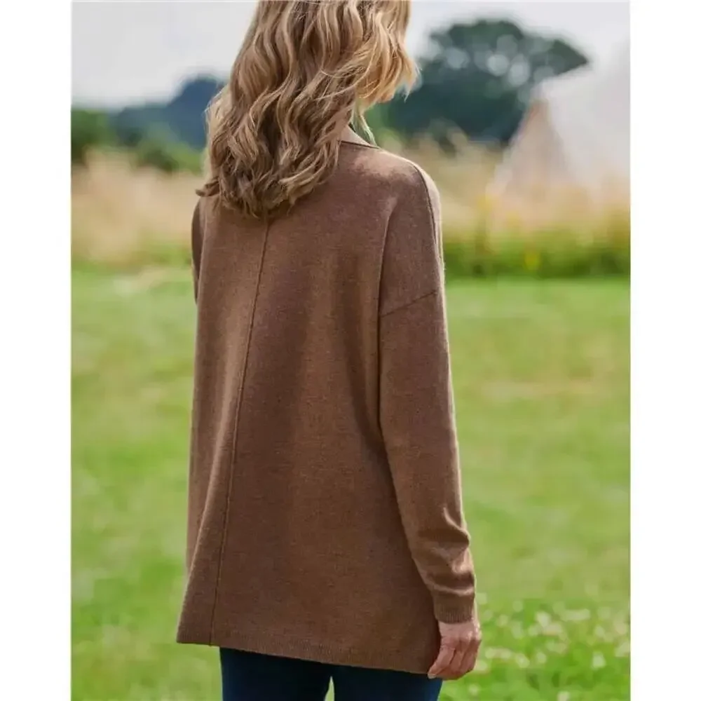 WooLovers Cashmere & Merino Pocket Tunic in Pecan Marl Size Medium - Picture 3 of 16